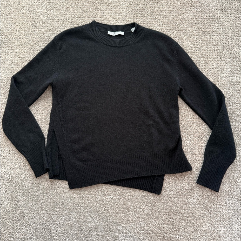 Vince Black Cashmere Asymmetrical Crewneck Sweater